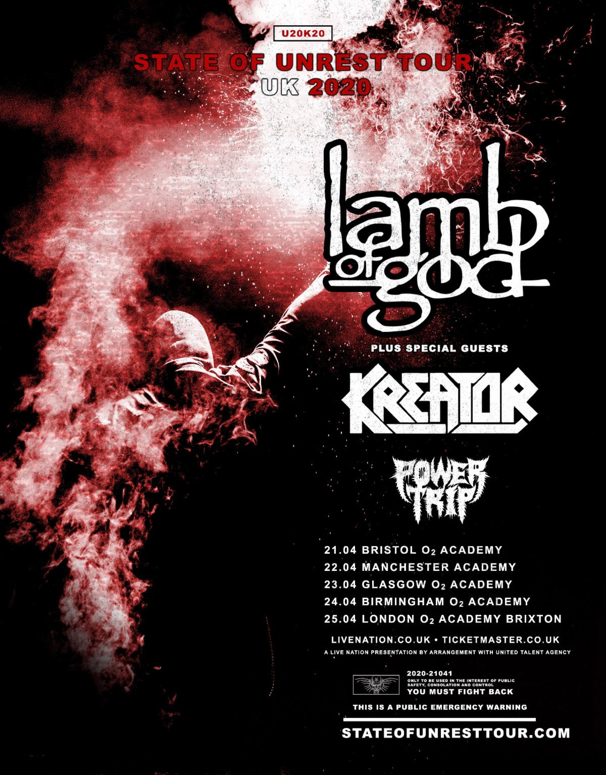 Lamb Of God Announce UK Tour Dates For 2020 • TotalRock