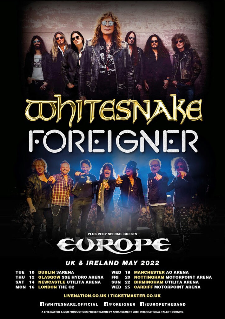 Whitesnake And Foreigner Announce U.K. & Ireland 2022 Tour • TotalRock