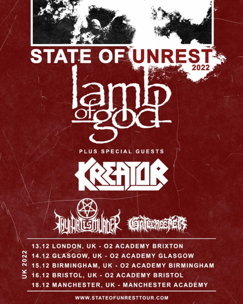 lamb of god rescheduled uk tour poster