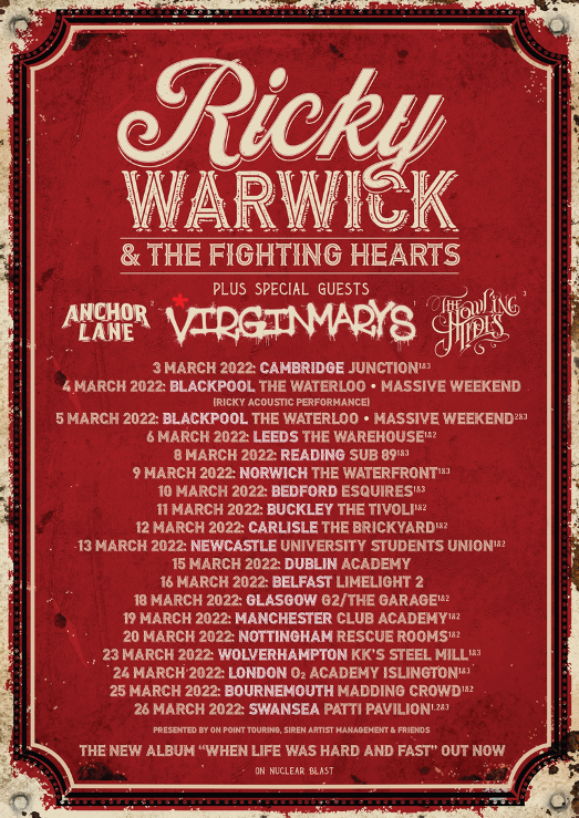 ricky waqrwick and the fighting hearts uk tour poster