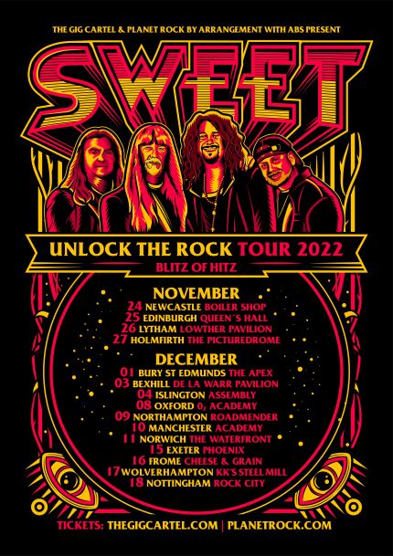 the sweet unlock the rock uk 2022 tour poster