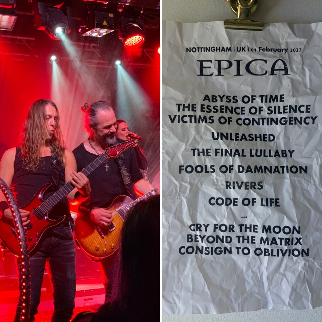Epica guitarists duelling together and set list