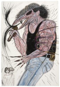 Brian Johnson AC/DC, The Razors Edge, 2002 oil and senok on paper